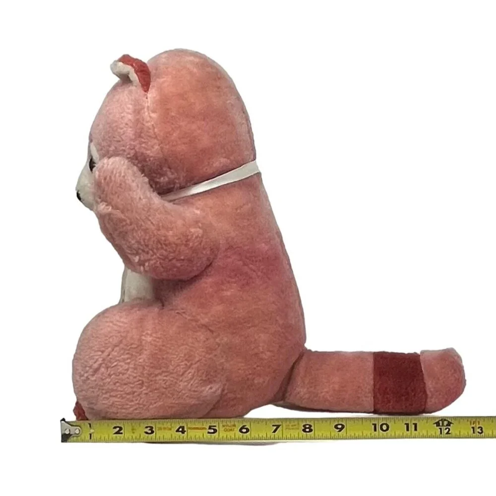 Vintage Ace Novelty Co. Pink Maroon Raccoon Plush Stuffed Animal Toy 12